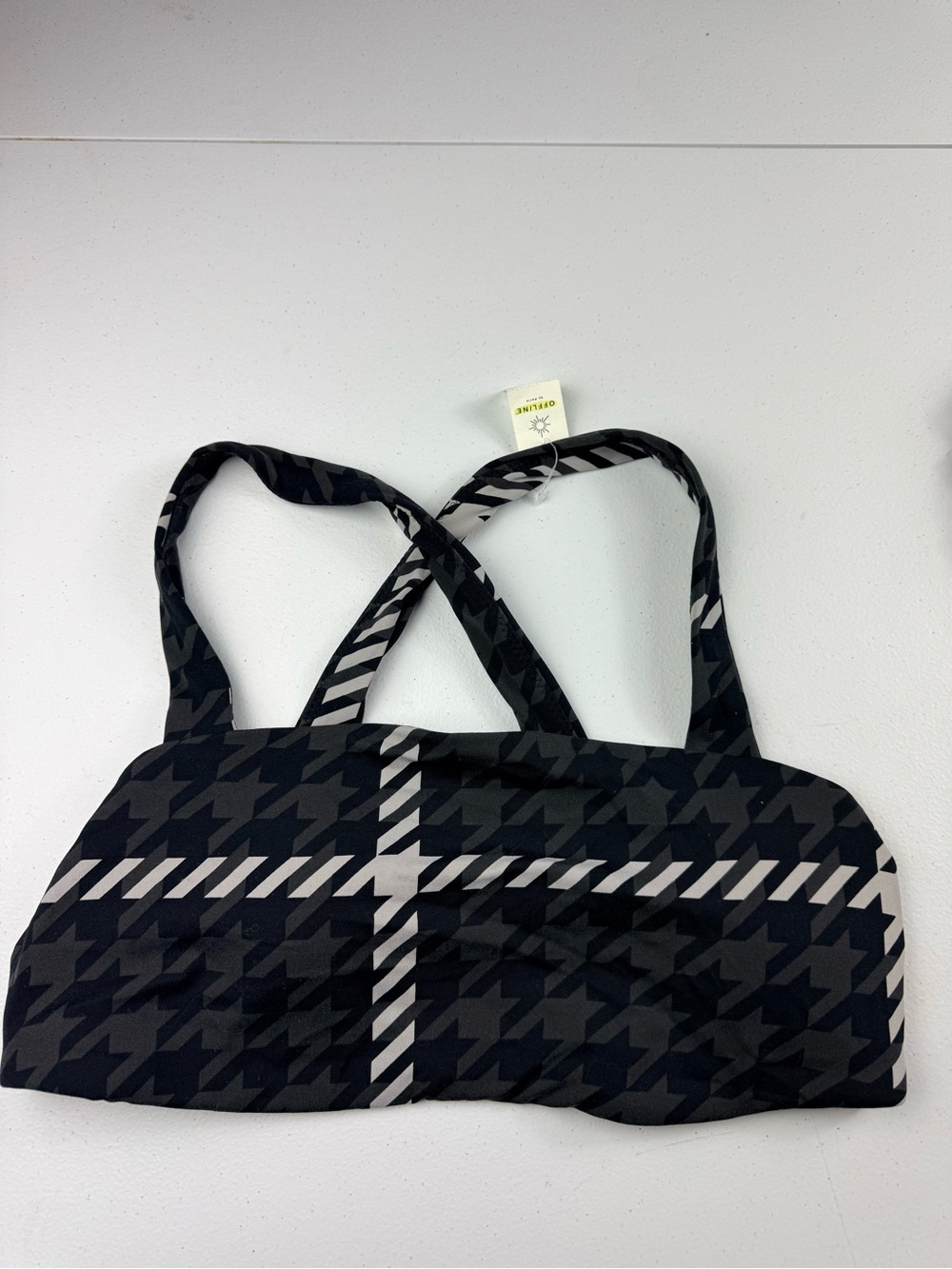 Offline aerie Black Patterned Crossback Bandeau Swim Top